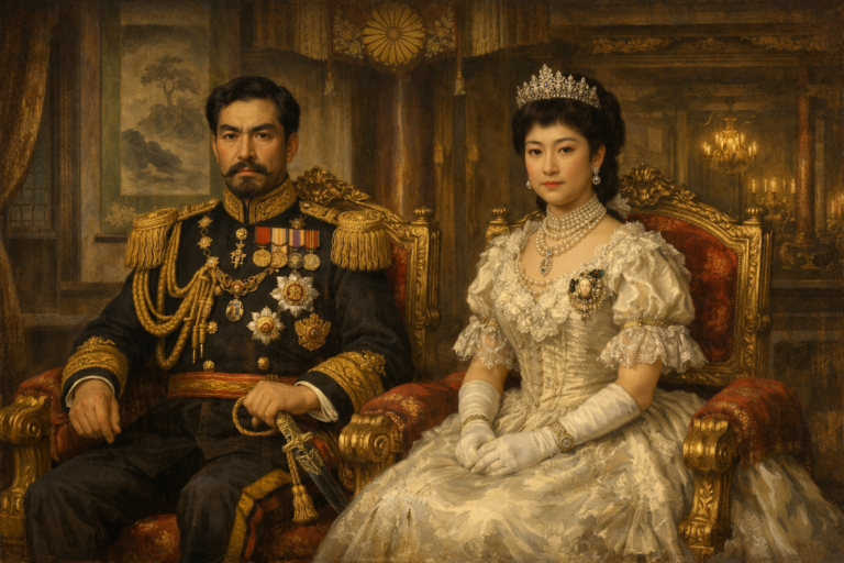 O santuário é dedicado ao Imperador Meiji (1852–1912) e à Imperatriz Shōken. O Imperador Meiji teve um papel fundamental na transformação do Japão, liderando o país durante o período conhecido como Restauração Meiji, quando a nação deixou séculos de isolamento feudal e iniciou um intenso processo de modernização e abertura ao Ocidente. Após sua morte, ele foi deificado segundo a tradição xintoísta, e o santuário foi construído para honrar seu espírito e seus ideais.