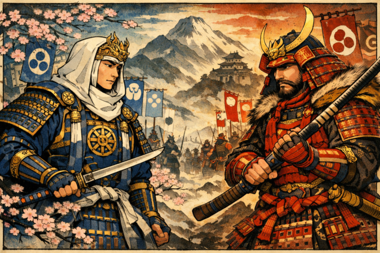 Daimyos Monges: Uesugi Kenshin e Takeda Shingen Embora não fossem Sōhei no sentido tradicional de monges de templos específicos, figuras como Uesugi Kenshin (1530-1578) e Takeda Shingen (1521-1573), dois dos mais poderosos daimyos (senhores feudais) do período Sengoku, incorporaram aspectos da vida monástica em suas identidades guerreiras.