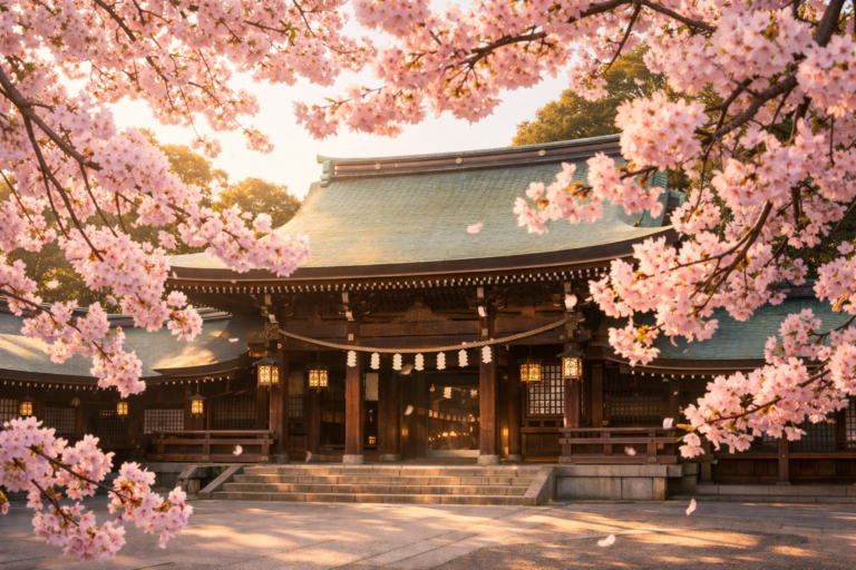A caminhada até o edifício principal do santuário já é, por si só, uma experiência espiritual. O caminho de cascalho, ladeado por árvores altas e silenciosas, prepara o visitante para um estado de contemplação. Ao longo do trajeto, é comum encontrar barris de saquê e vinho doados por produtores japoneses e estrangeiros, simbolizando tanto a tradição quanto a abertura cultural promovida durante a era Meiji.