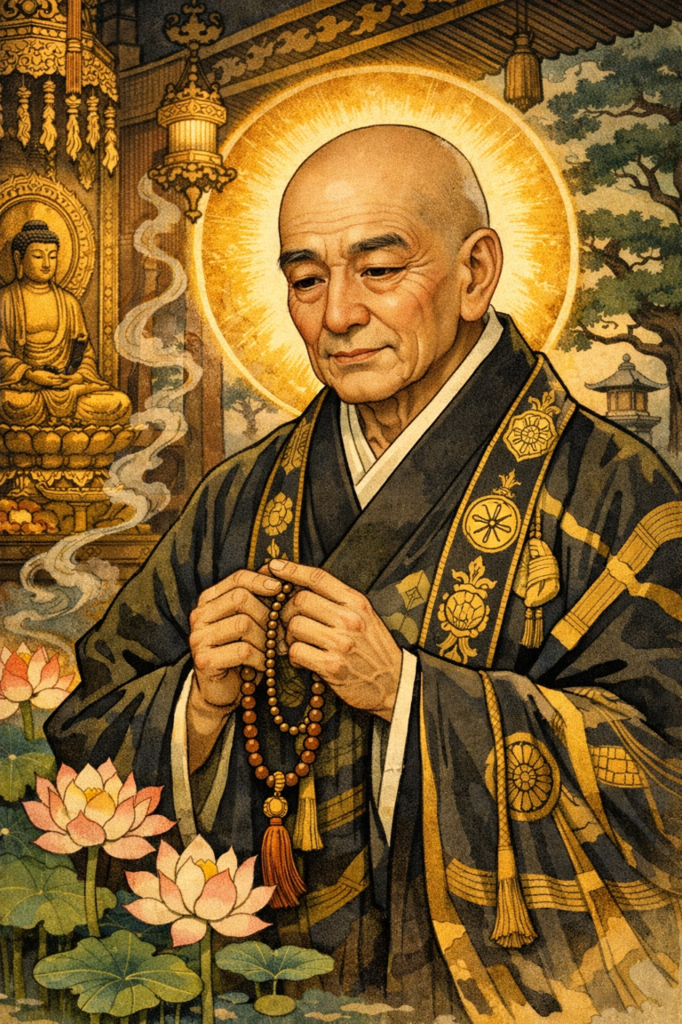 Outra figura importante, embora de um tipo diferente de monge guerreiro, foi Rennyo (1415-1499), o oitavo patriarca da seita Jōdo Shinshū (Terra Pura Verdadeira). Rennyo não era um guerreiro no sentido físico, mas seu carisma e sua pregação popularizaram a seita e mobilizaram vastas comunidades de camponeses, samurais de baixo escalão e monges em ligas conhecidas como Ikkō-Ikki