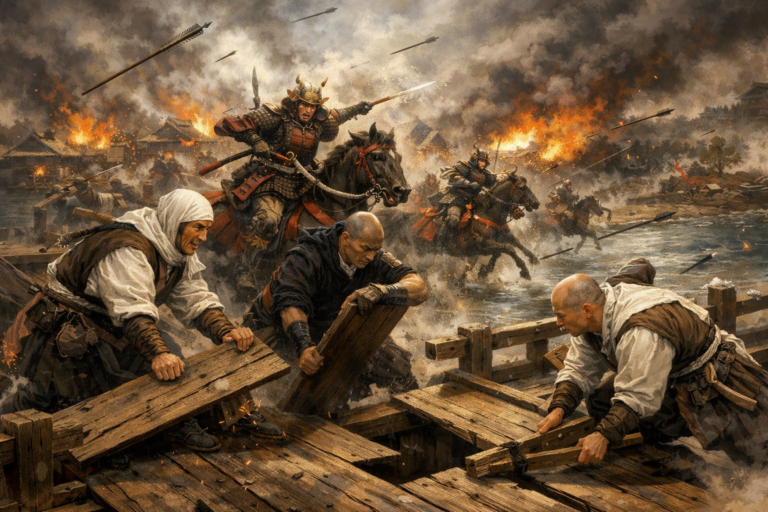 A história de Benkei é intrinsecamente ligada à de Yoshitsune. Ele o acompanhou em inúmeras batalhas, demonstrando não apenas sua força bruta, mas também sua astúcia e devoção. O episódio mais famoso de sua vida é sua "Última Posição" em Koromogawa. Quando Yoshitsune foi cercado pelas forças de seu irmão, Minamoto no Yoritomo, Benkei defendeu a ponte de entrada para a fortaleza, matando dezenas de inimigos. Diz-se que ele morreu de pé, crivado de flechas, uma imagem que se tornou um símbolo duradouro de lealdade e bravura