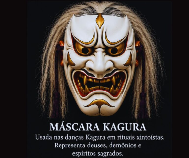 Máscaras Kagura As máscaras Kagura são usadas em danças religiosas xintoístas chamadas Kagura. Essas apresentações são realizadas em templos japoneses para homenagear os deuses e pedir proteção espiritual. As máscaras podem representar deuses, demônios, animais sagrados e espíritos ancestrais