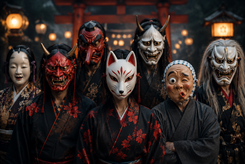 As máscaras tradicionais japonesas fazem parte da cultura do Japão há muitos séculos. Elas são usadas em festivais religiosos, peças de teatro, cerimônias xintoístas e até como objetos de decoração e proteção espiritual. No Japão, cada máscara possui um significado profundo, ligado à espiritualidade, às lendas antigas e aos sentimentos humanos.